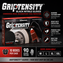 Load image into Gallery viewer, #12000 Denco Black GripTensity Commercial Grade Nitrile Gloves - DIAMOND - 7MIL