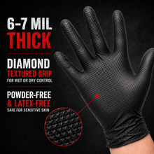Load image into Gallery viewer, #12000 Denco Black GripTensity Commercial Grade Nitrile Gloves - DIAMOND - 7MIL
