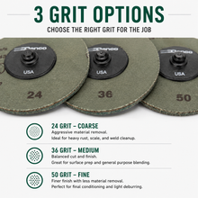 Load image into Gallery viewer, Denco 3" Green Mini Grinding Discs 25 Pack