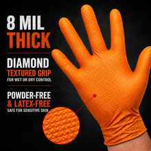 Load image into Gallery viewer, #15000 Denco Orange GripTensity Commercial Grade Nitrile Gloves - DIAMOND - 8MIL
