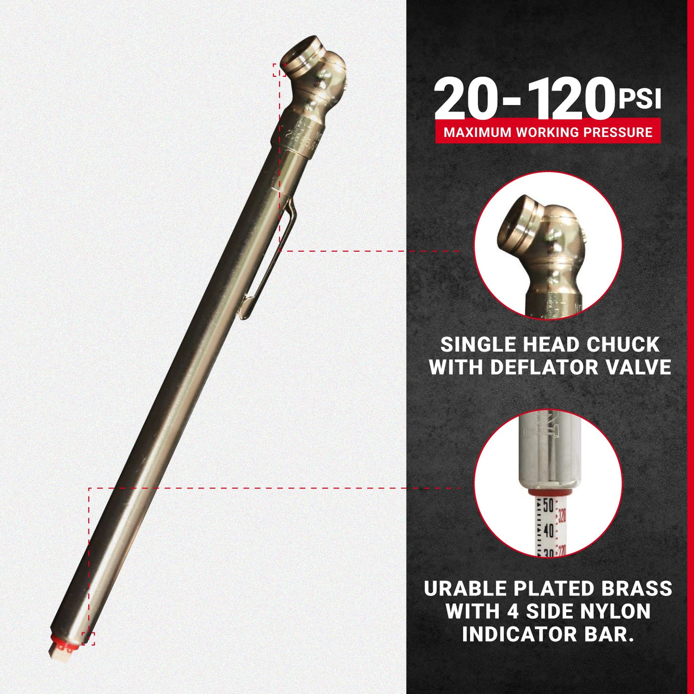 #S925 Pencil Tire Gauge - Truck - RV - Bicycle Tire