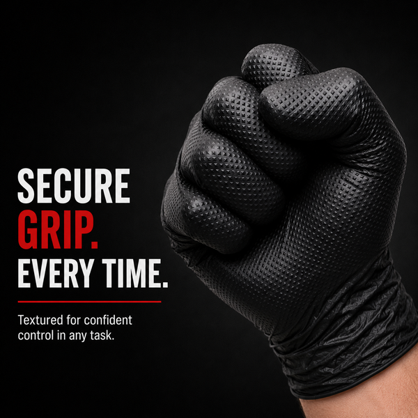 #12000 Denco Black GripTensity Commercial Grade Nitrile Gloves - DIAMOND - 7MIL