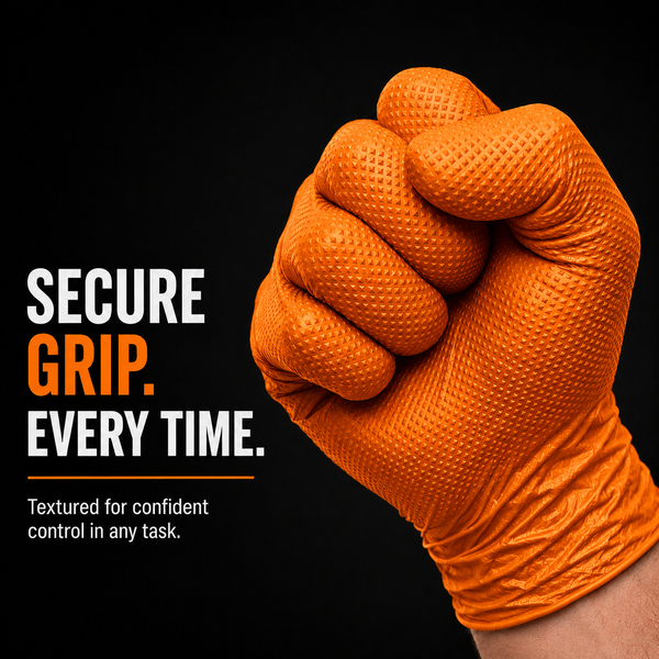 #15000 Denco Orange GripTensity Commercial Grade Nitrile Gloves - DIAMOND - 8MIL