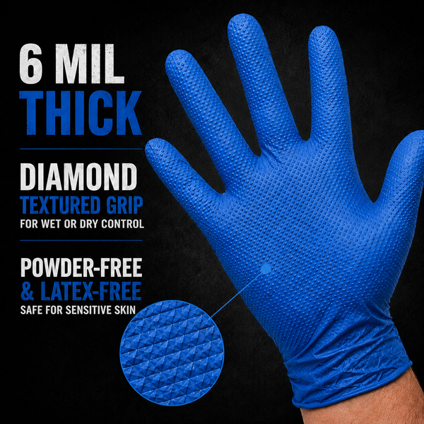 #16040 Denco Blue GripTensity Biodegradable Textured Nitrile Gloves - Powder & Latex Free - 6MIL