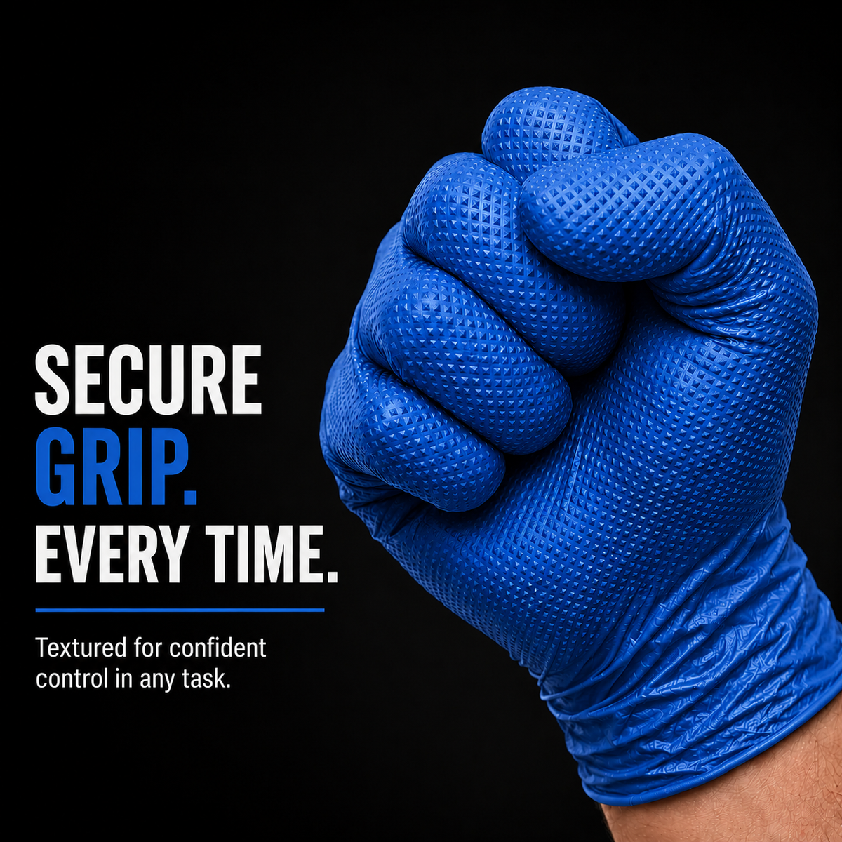 #16040 Denco Blue GripTensity Biodegradable Textured Nitrile Gloves - Powder & Latex Free - 6MIL