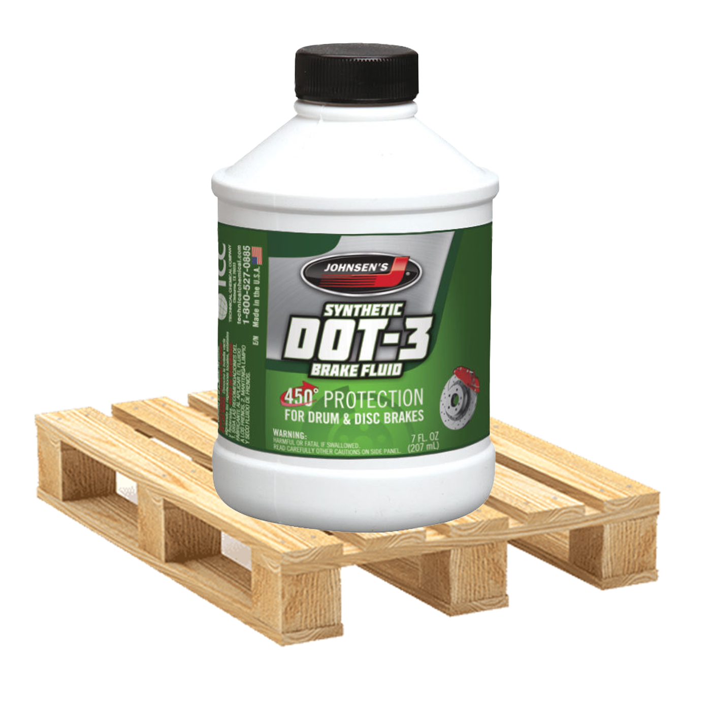 #2212-PAL Johnsens DOT 3 Brake Fluid - 12oz - Full Pallet - 1200 Bottles
