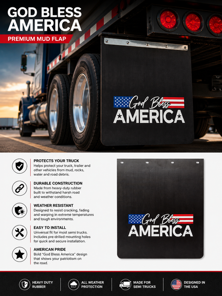 #2430GBA God Bless America Mudflap - 24" x 30" x 3/16" Poly - 1 Pair