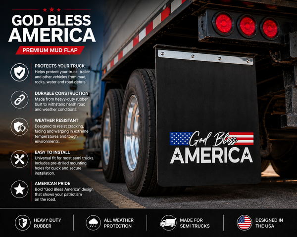 #2430GBA God Bless America Mudflap - 24" x 30" x 3/16" Poly - 1 Pair