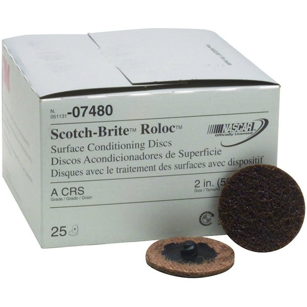 #07480 3M 2" Roloc Recon Disc Coarse Brown for Steel 25 Pack