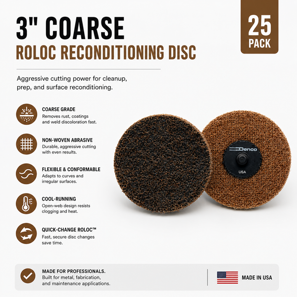 #7485TB Denco 3" Coarse Roloc Reconditioning Disc 25 Pack