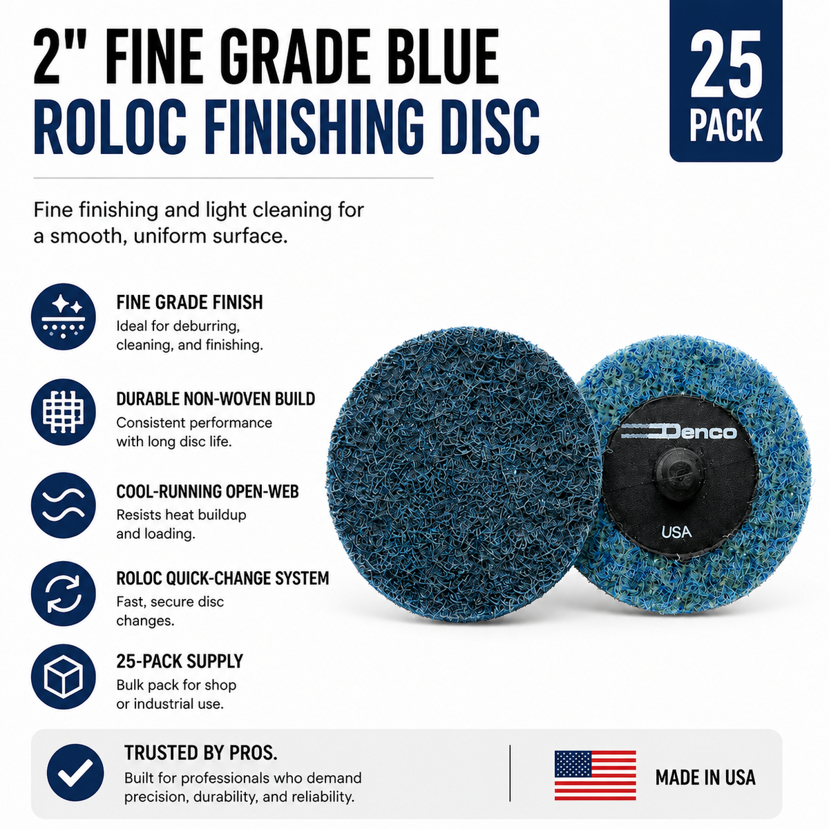 #7515TB Denco 2" Fine Roloc Reconditioning Disc 25 Pack