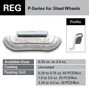 P-Series Lead Wheel Weight Regular 0.25 - 3.00 OZ