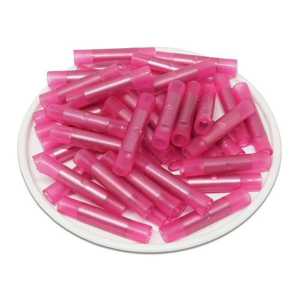 #20081 Nylon 22-18 Insulated Pink Butt Connector 100 Pack