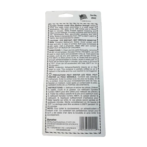 #49442 Dynatex Blue Medium Strength Threadlocker 24ml