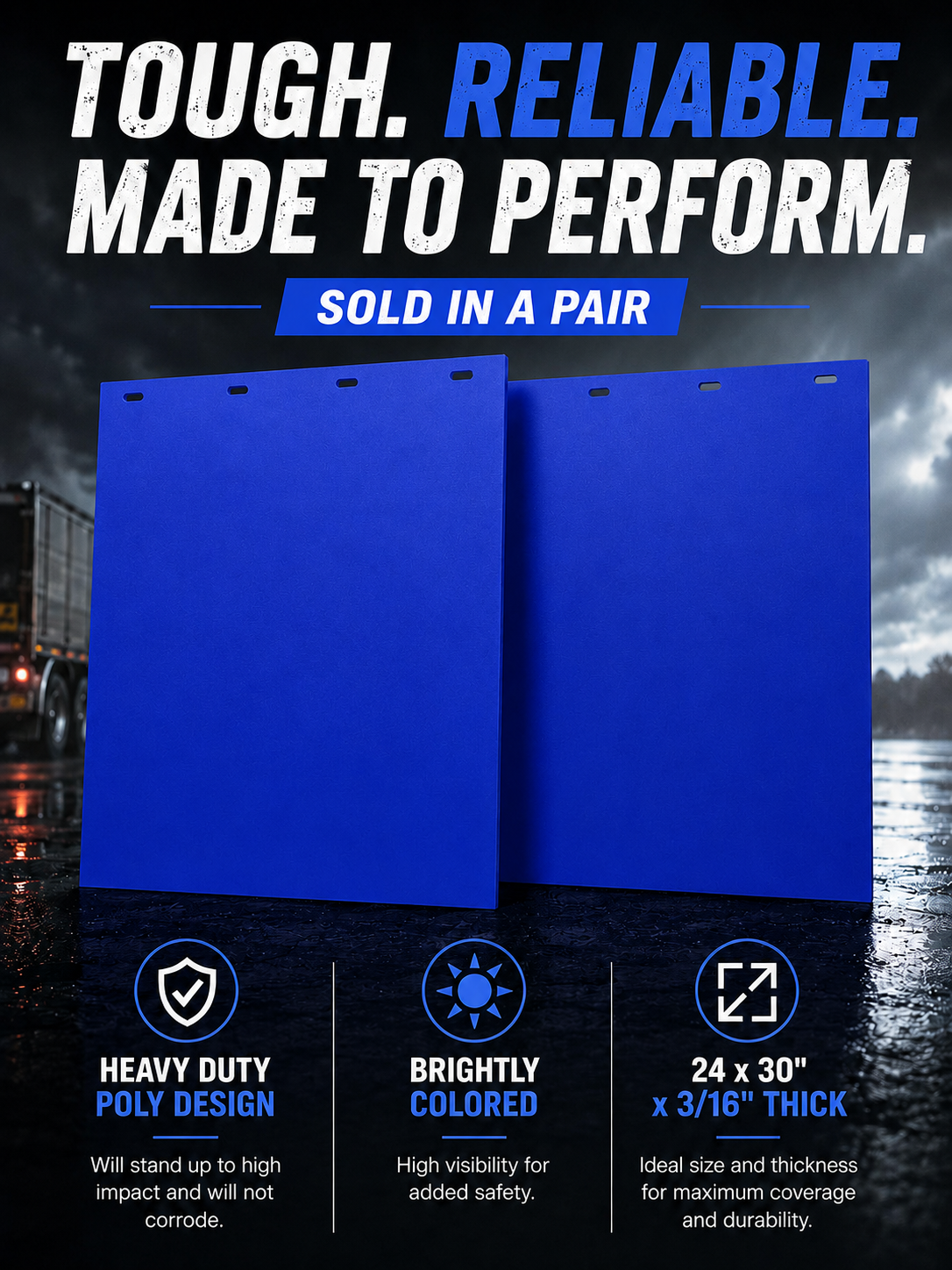 #2430B Blue Colored Mudflap -  24x30" PAIR
