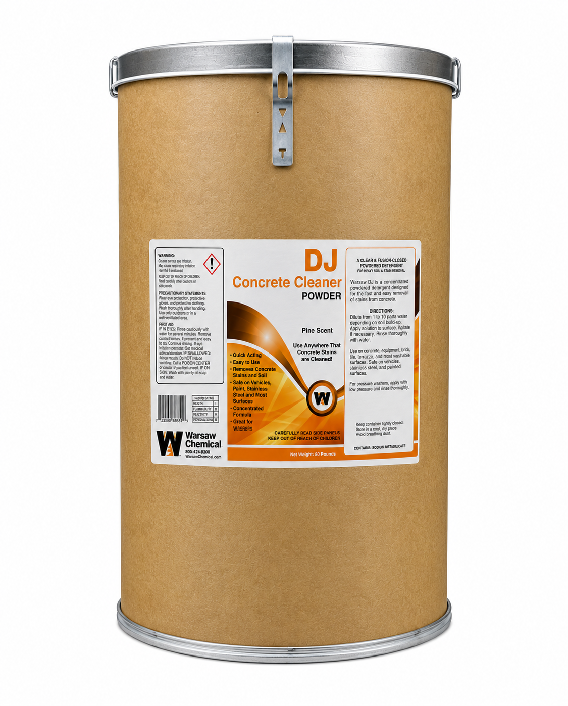 #DJ Concrete Floor Cleaner Orange Powder 50lb Drum