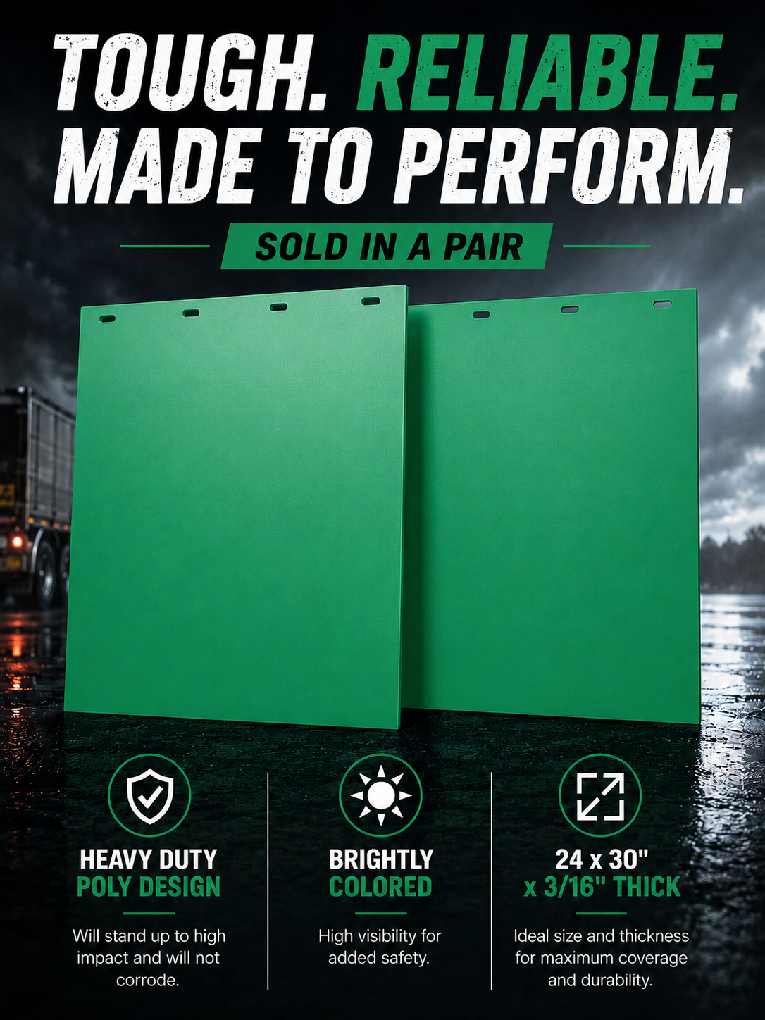 #2430G Green Colored Mudflap -  24x30" PAIR