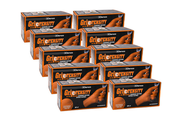 #15000 Denco Orange GripTensity Commercial Grade Nitrile Gloves - DIAMOND - 8MIL