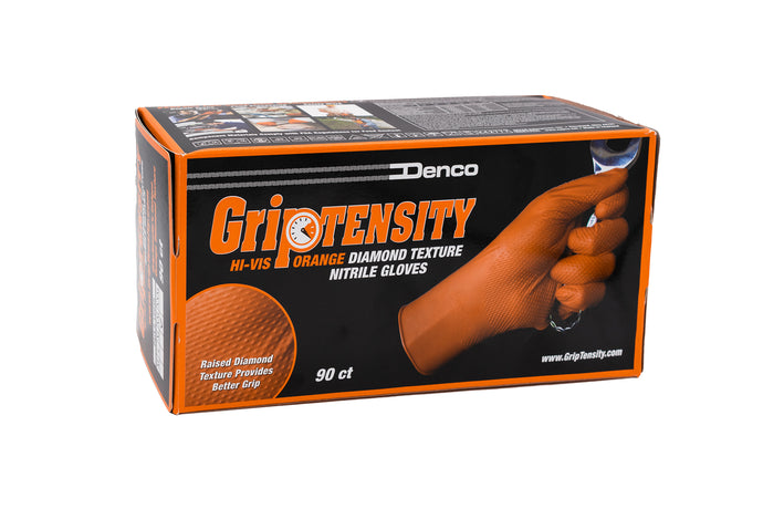 #15000 Denco Orange GripTensity Commercial Grade Nitrile Gloves - DIAMOND - 8MIL