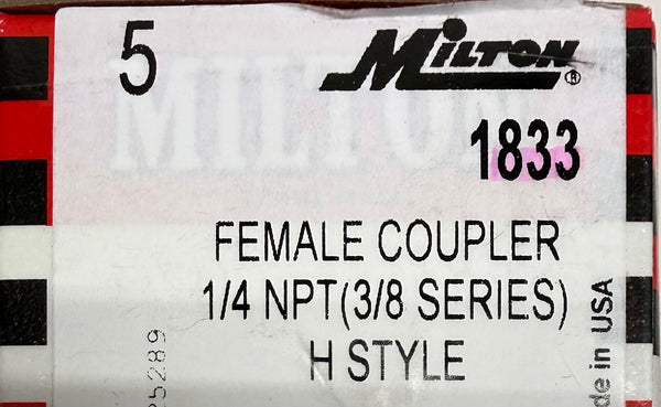 #1833 1/4" FNPT H Style Coupler 10 Pack