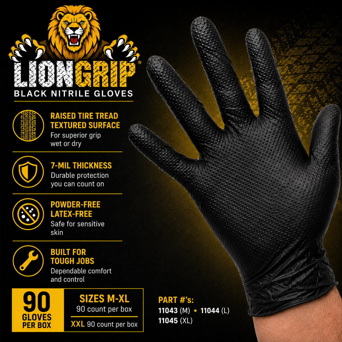 Eppco - Lion Grip - 7 Mil - Tread Texture - Black