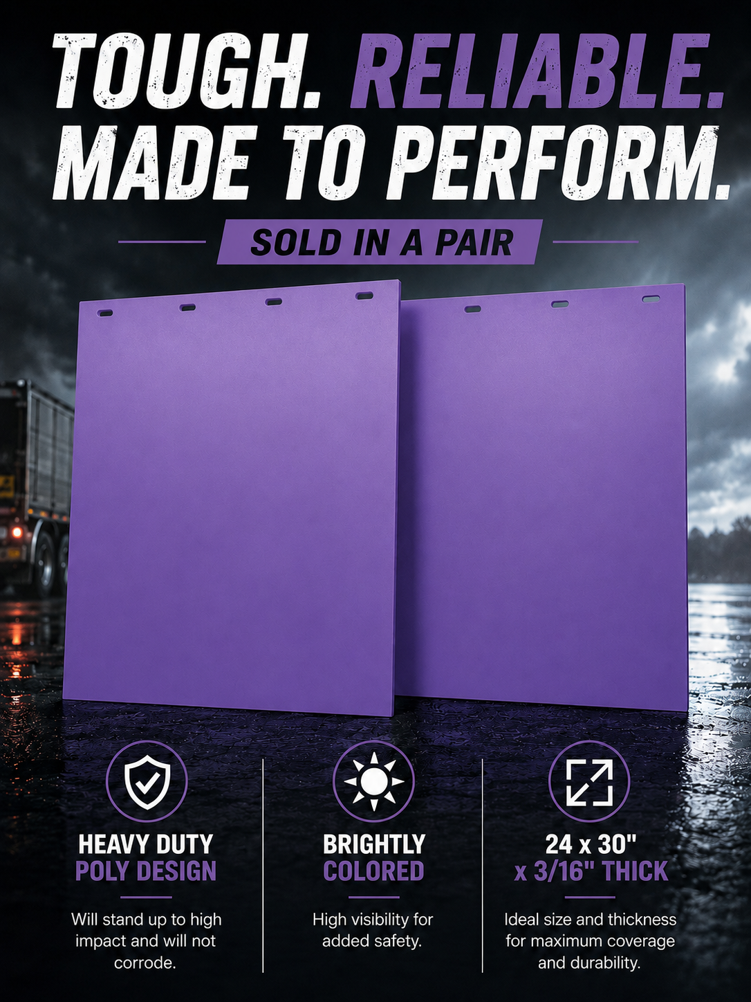 #2430P Purple Colored Mudflap -  24x30" PAIR