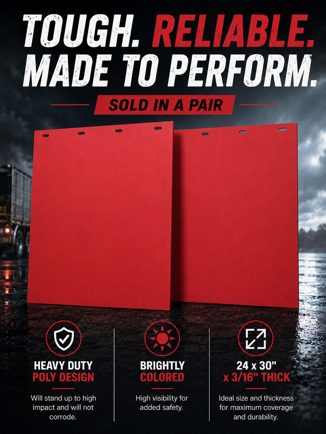 #2430R Red Colored Mudflap -  24x30" PAIR