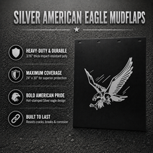 Load image into Gallery viewer, #2430SE Silver American Eagle Mudflaps - 24x30" PAIR

