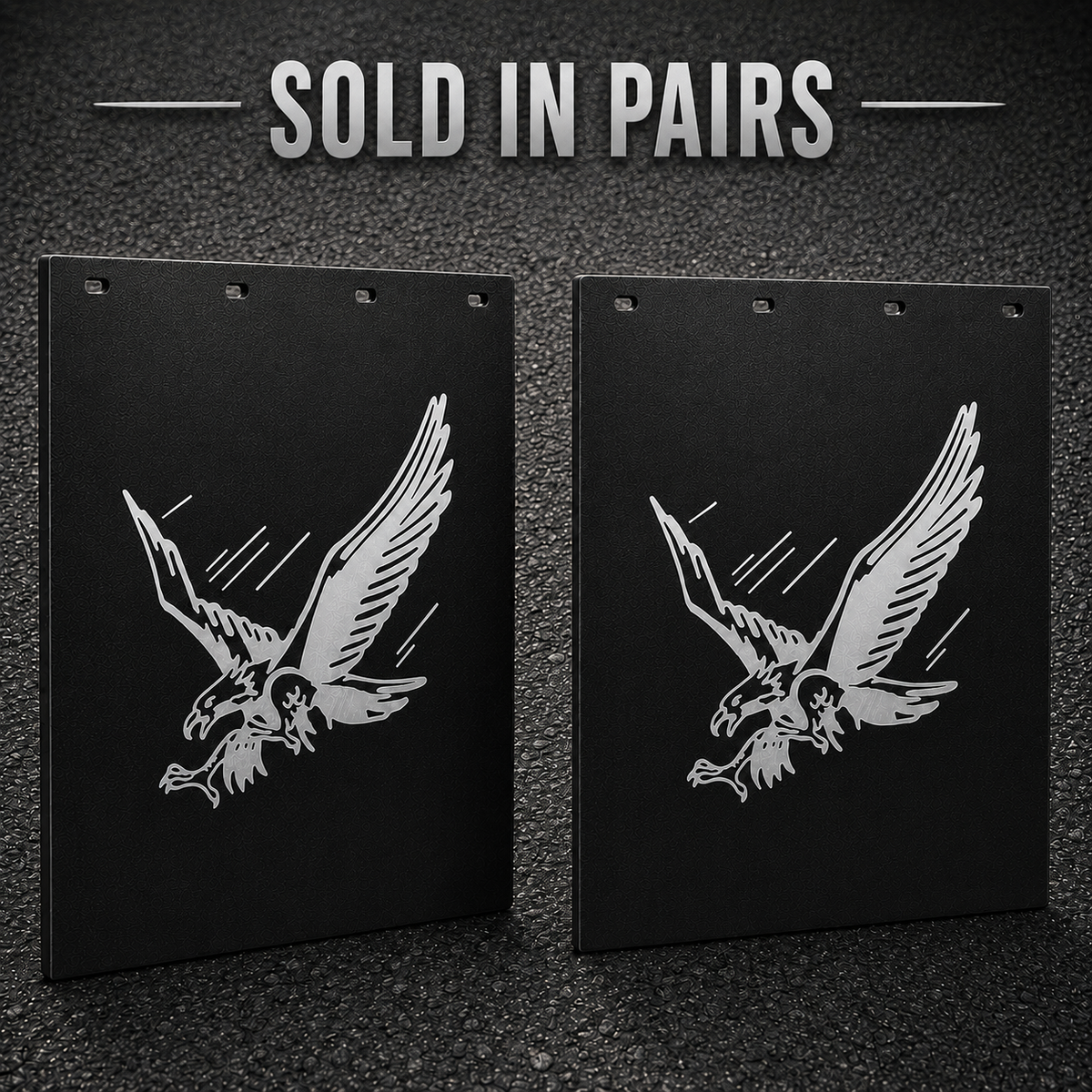 #2430SE Silver American Eagle Mudflaps - 24x30" PAIR