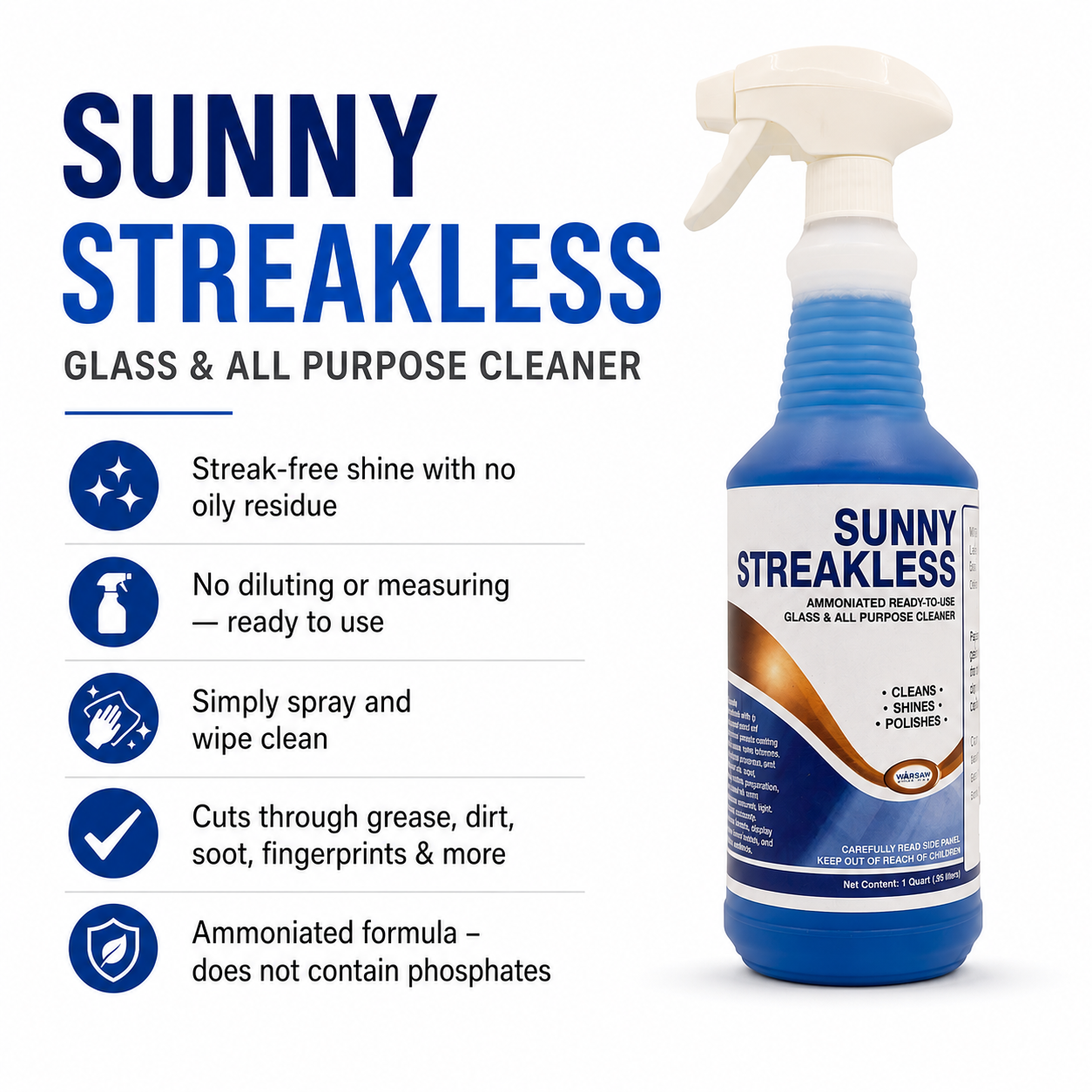 #SUNNY-12Q Sunny Streakless Ready to Use Window Cleaner - 12 Quarts/Case