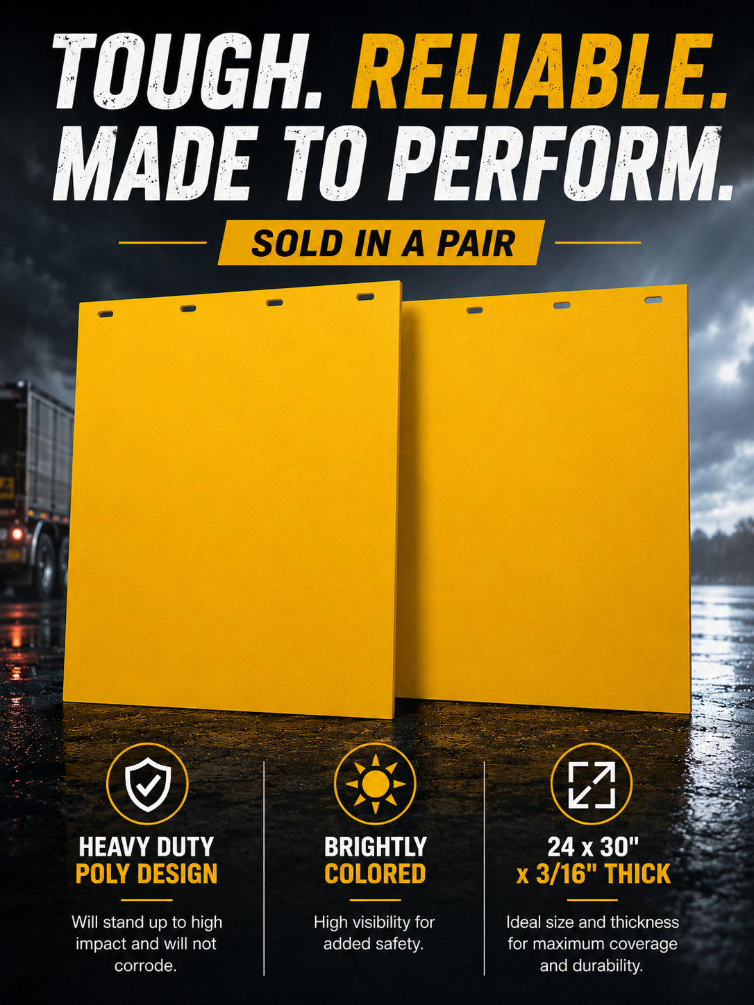 #2430Y Yellow Colored Mudflap -  24x30" PAIR
