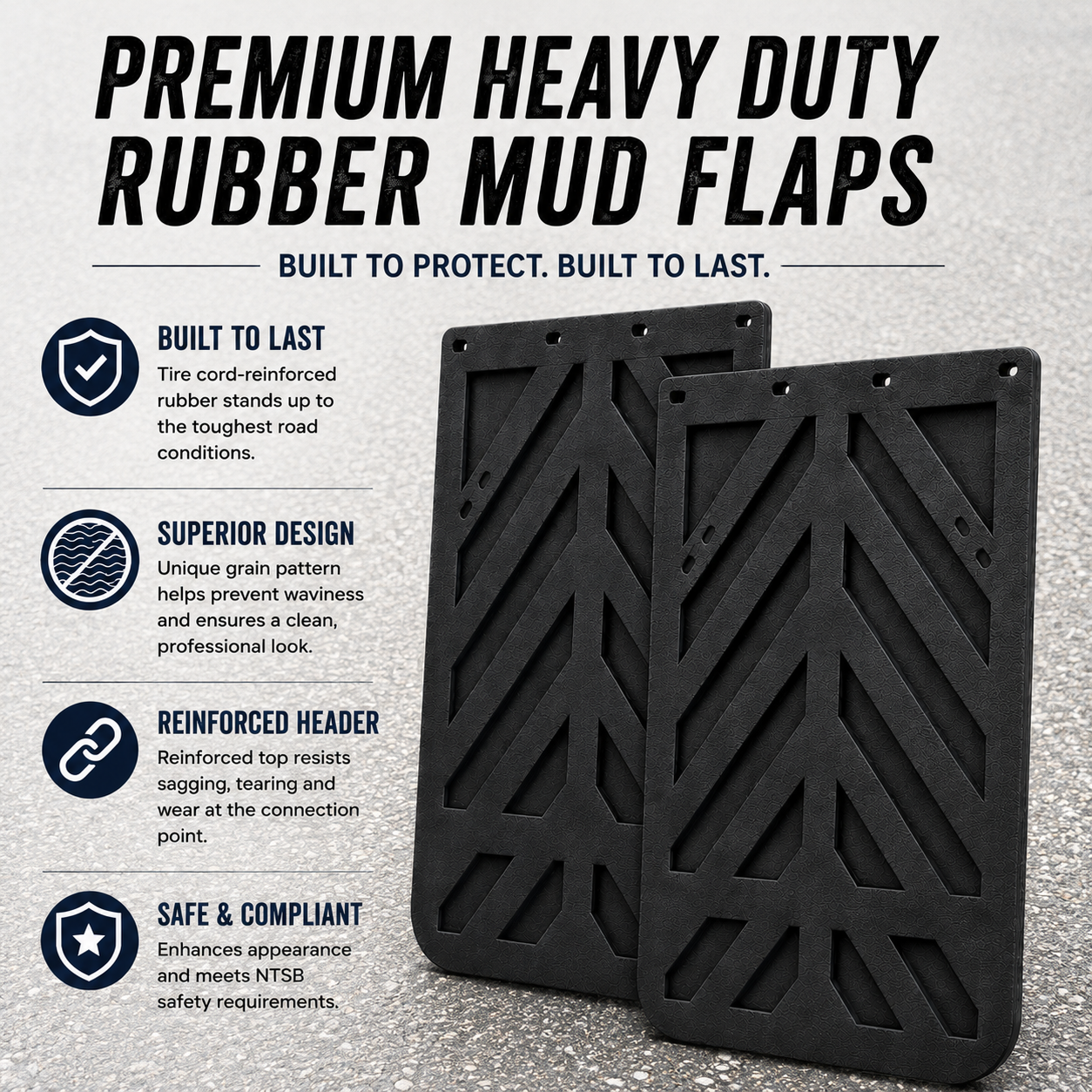 #24C Chevron Mudflaps - 1/4" Thick Rubber  PAIR