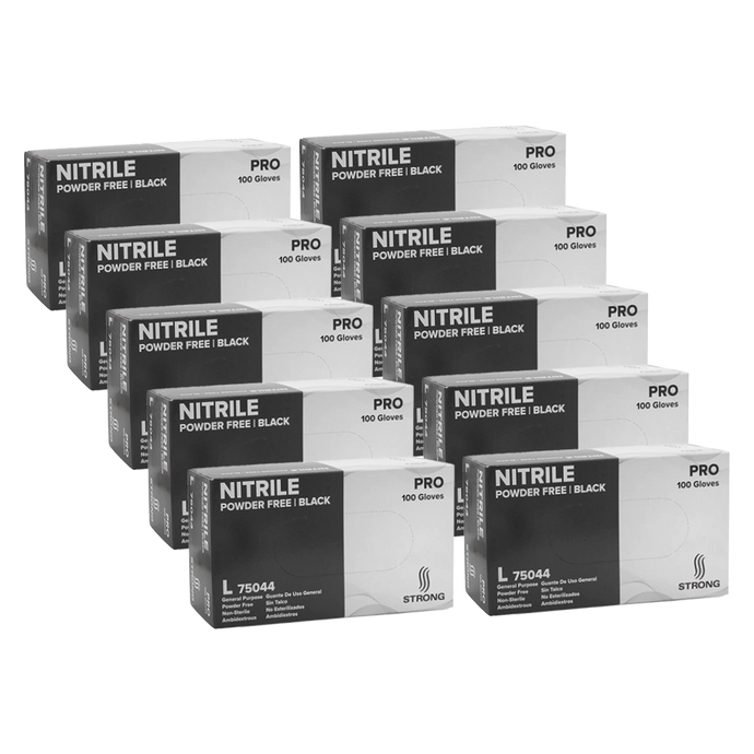 #75000 Strong Black Nitrile Black Glove 4-5ml Powder Free 1 Case - 10 Boxes