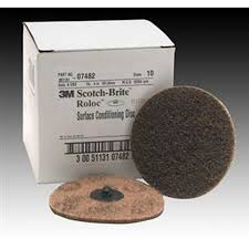 #07482 3M Scotch Brite Non Woven Aluminum Oxide Quick Change Coarse Brown 4" 10 Pack