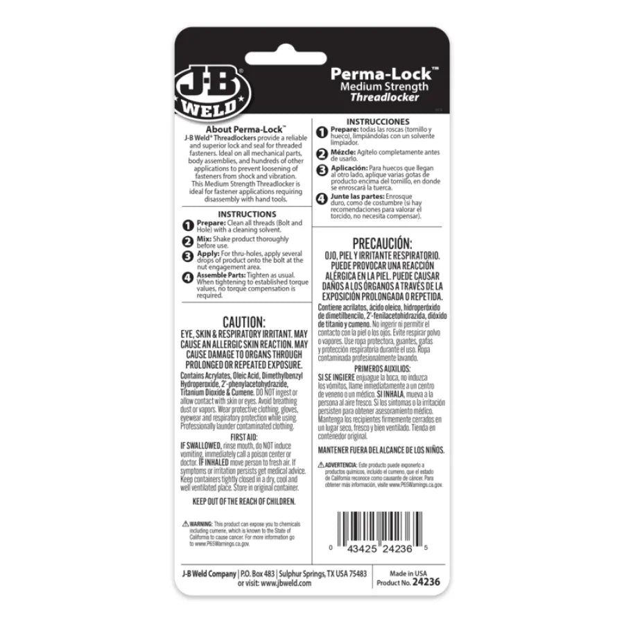 #24236 JB Weld Threadlocker 36ml Blue
