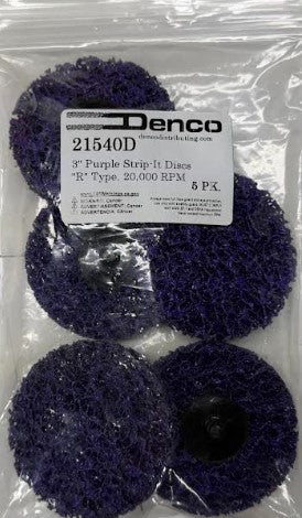 #21540D Disk Clean/Strip 3" Purple 5/Bag