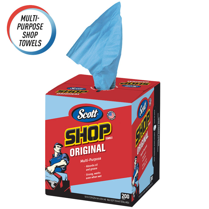 #75190 Scott Shop Towels Original Blue Pop-Up Dispenser Box 200 Towels/Box