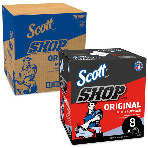 #75190 Scott Shop Towels Original Blue Pop-Up Dispenser Box 200 Towels/Box