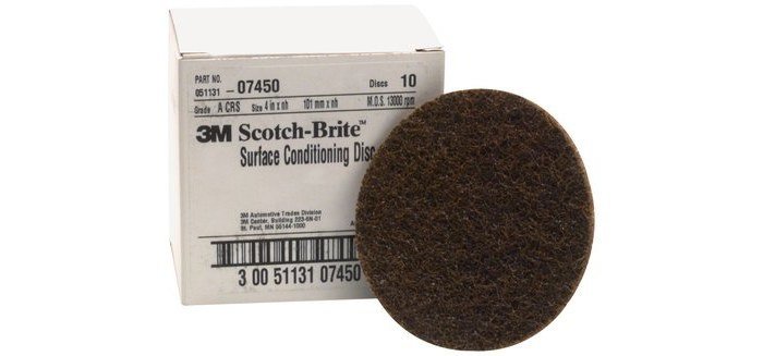 #07450 3M Scotch-Brite Hook and Loop Non Woven Aluminum Oxide Brown 4" 10 Pack