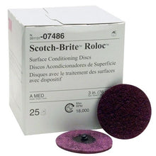 Load image into Gallery viewer, #07486 3M Scotch-Brite Fibre Roloc 3" Medium Recon Disc Purple 25 Pack
