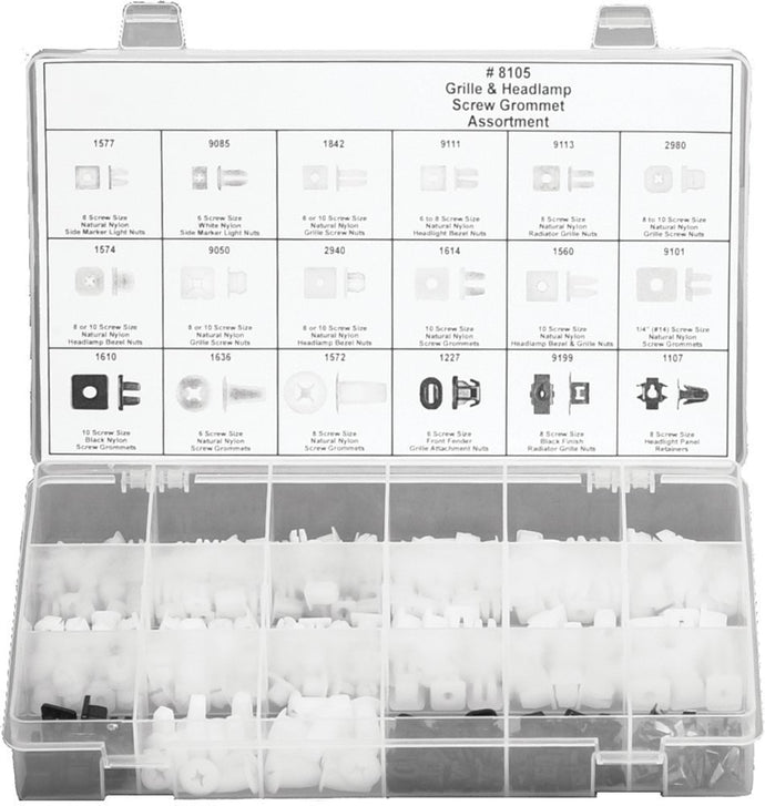 #8105 Grille and Headlamp Grommet Assortment 330 Piece - DencoDistributing