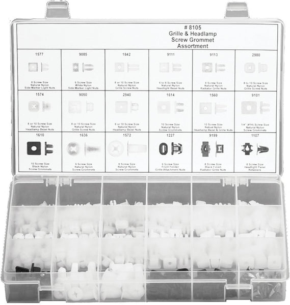 #8105 Grille and Headlamp Grommet Assortment 330 Piece - DencoDistributing