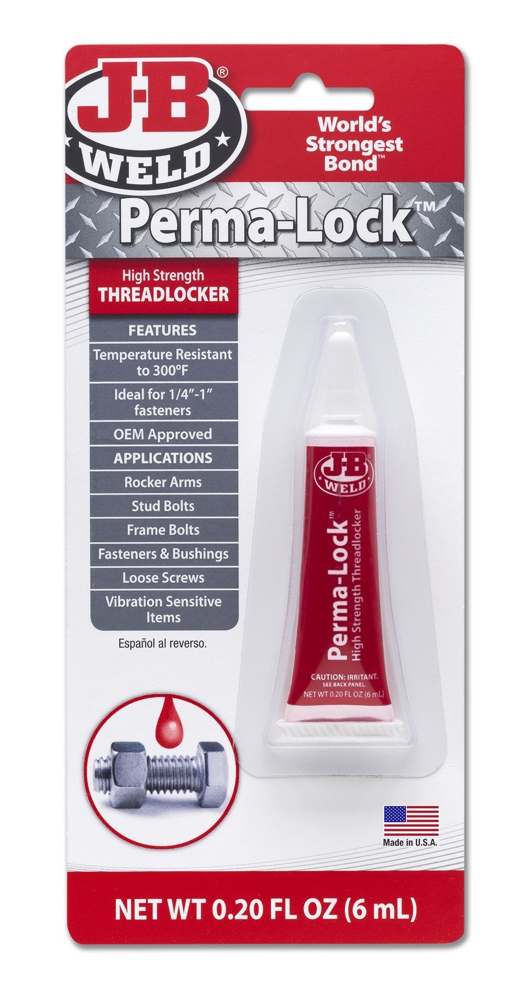 #27106 JB Weld Perma-Lock Red Threadlocker  .2 Oz. 6/Case