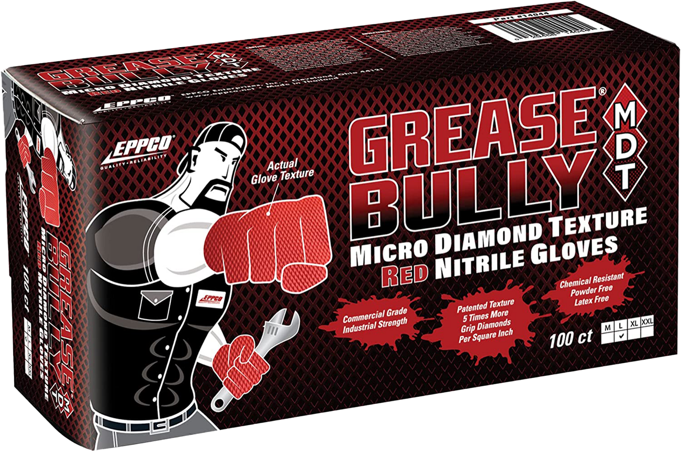 Eppco Grease Bully 7 Mil - Red Micro Diamond Texture Gloves