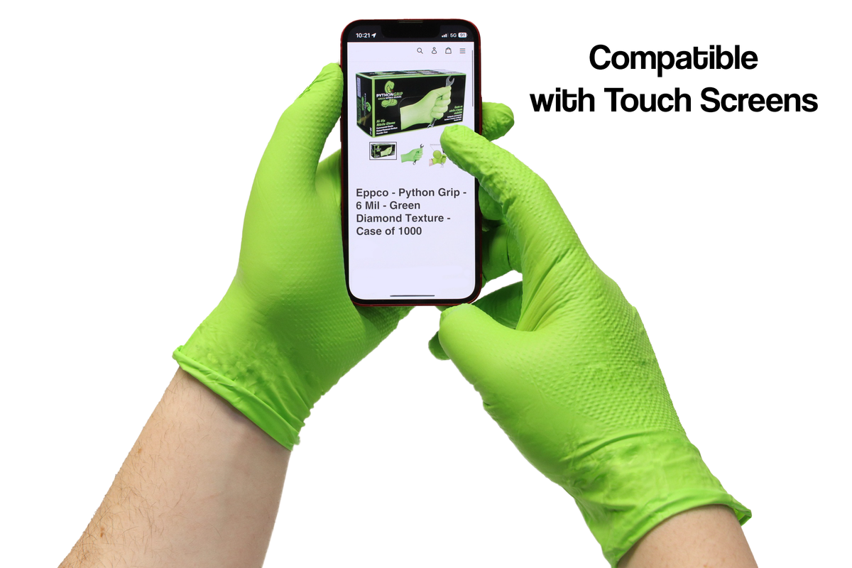 Eppco - Python Grip - 6 Mil Green Diamond Texture Gloves