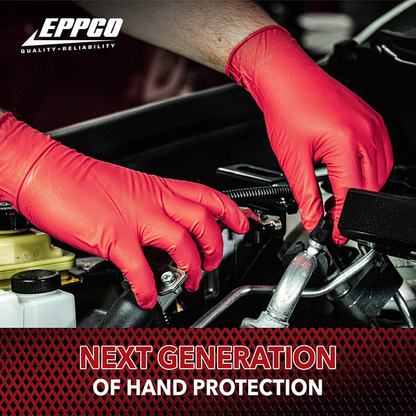 Eppco Grease Bully 7 Mil - Red Micro Diamond Texture Gloves