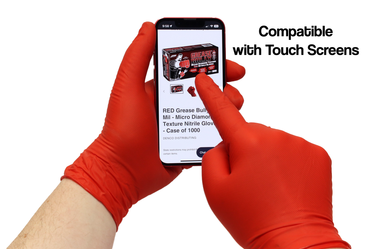 Eppco Grease Bully 7 Mil - Red Micro Diamond Texture Gloves