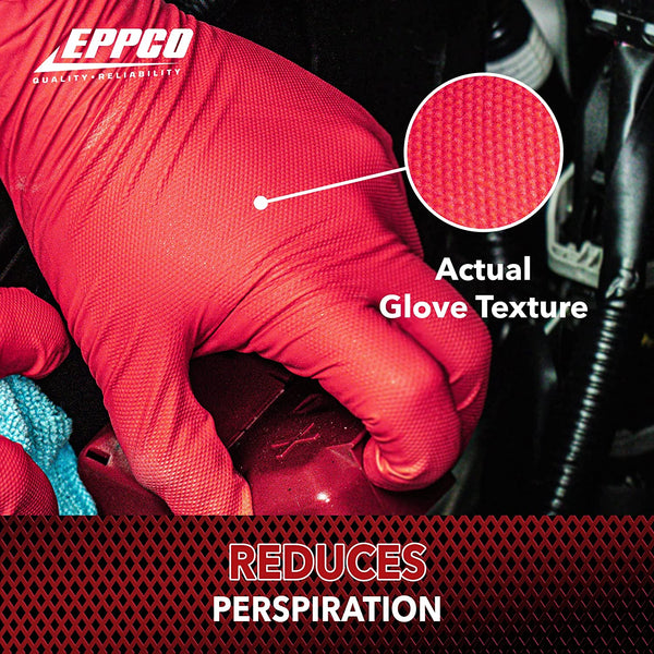Eppco Grease Bully 7 Mil - Red Micro Diamond Texture Gloves